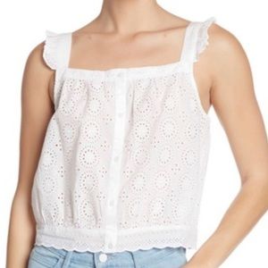 Abound White Eyelet Lace Tank Top - Size Small